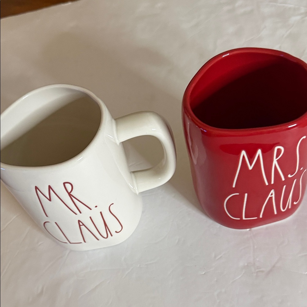 Rae Dunn Mr. Claus Red and White Mug Duo